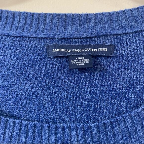 American Eagle Knit Crew Neck Blue Sweater - Picture 2 of 5